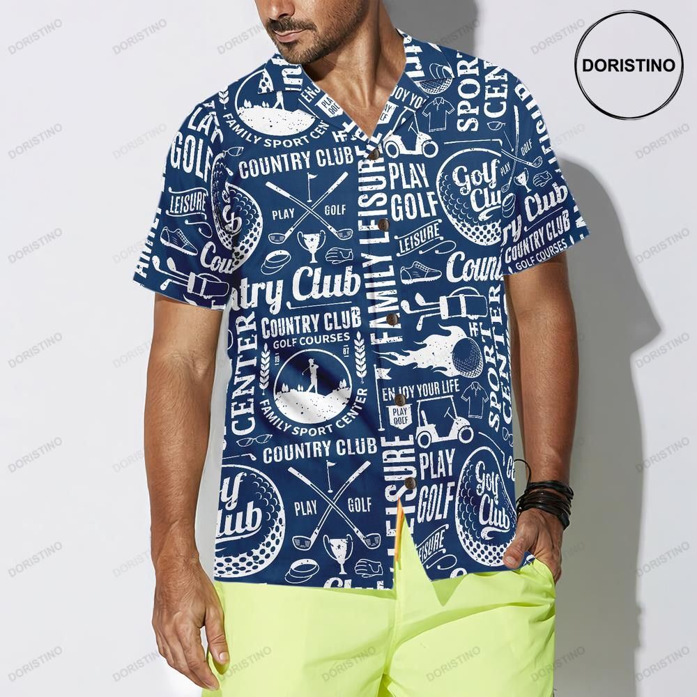 Retro D Typographic Golf Seamless Pattern Awesome Hawaiian Shirt