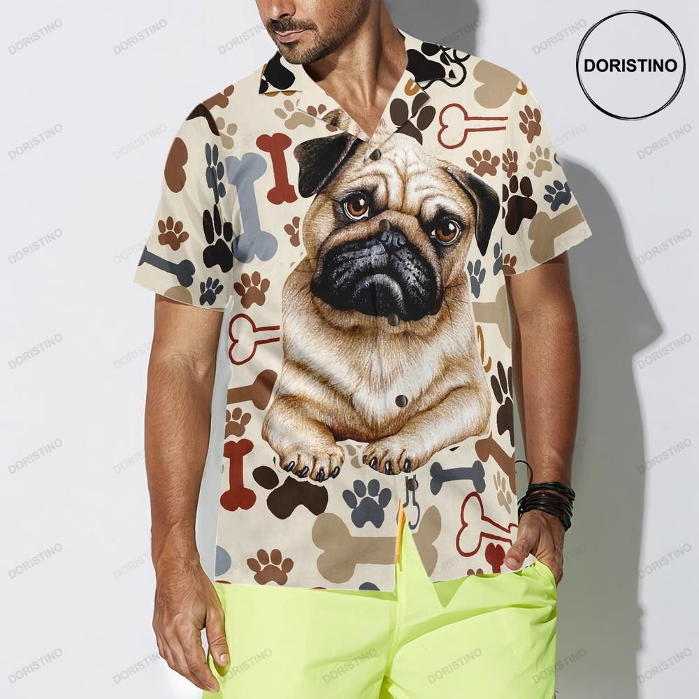 Retro Pug For Men Limited Edition Hawaiian Shirt
