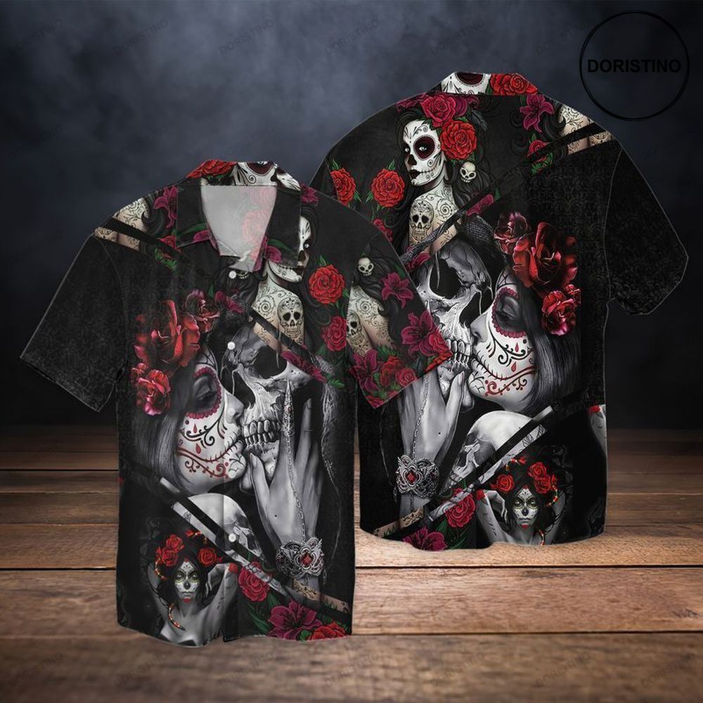 Roses Skull Romance Couple Limited Edition Hawaiian Shirt
