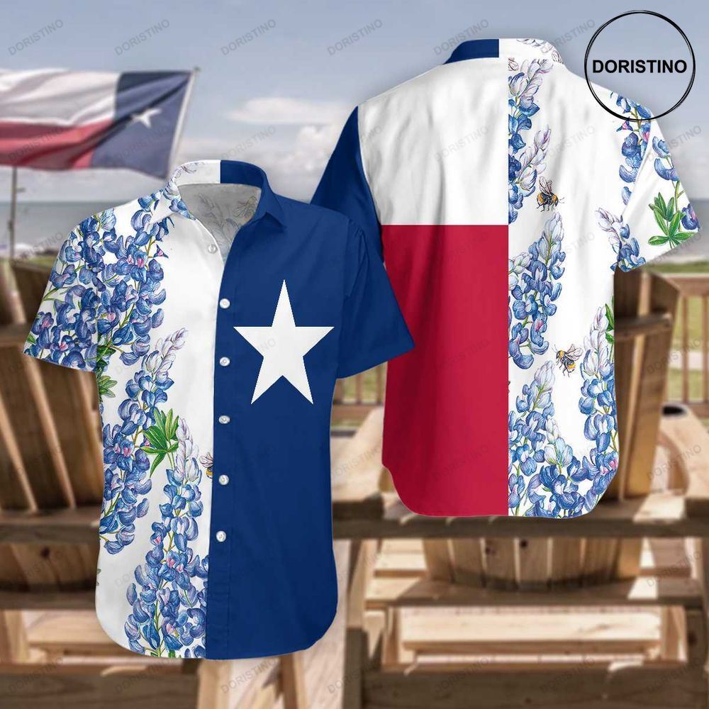 Royal Blue Bluebonnet Texas Floral Texas Flag Horizontal Version Proud Texas Sh Limited Edition Hawaiian Shirt