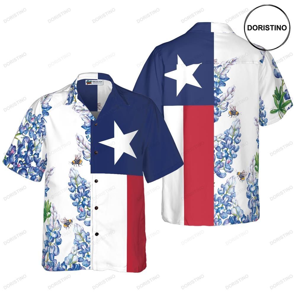 Royal Blue Bluebonnet Texas Floral Texas Flag Vertical Version Proud Texas Shir Limited Edition Hawaiian Shirt