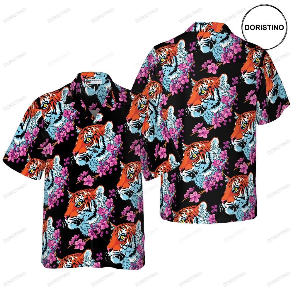 Sakura Tiger For Men Hawaiian Shirt