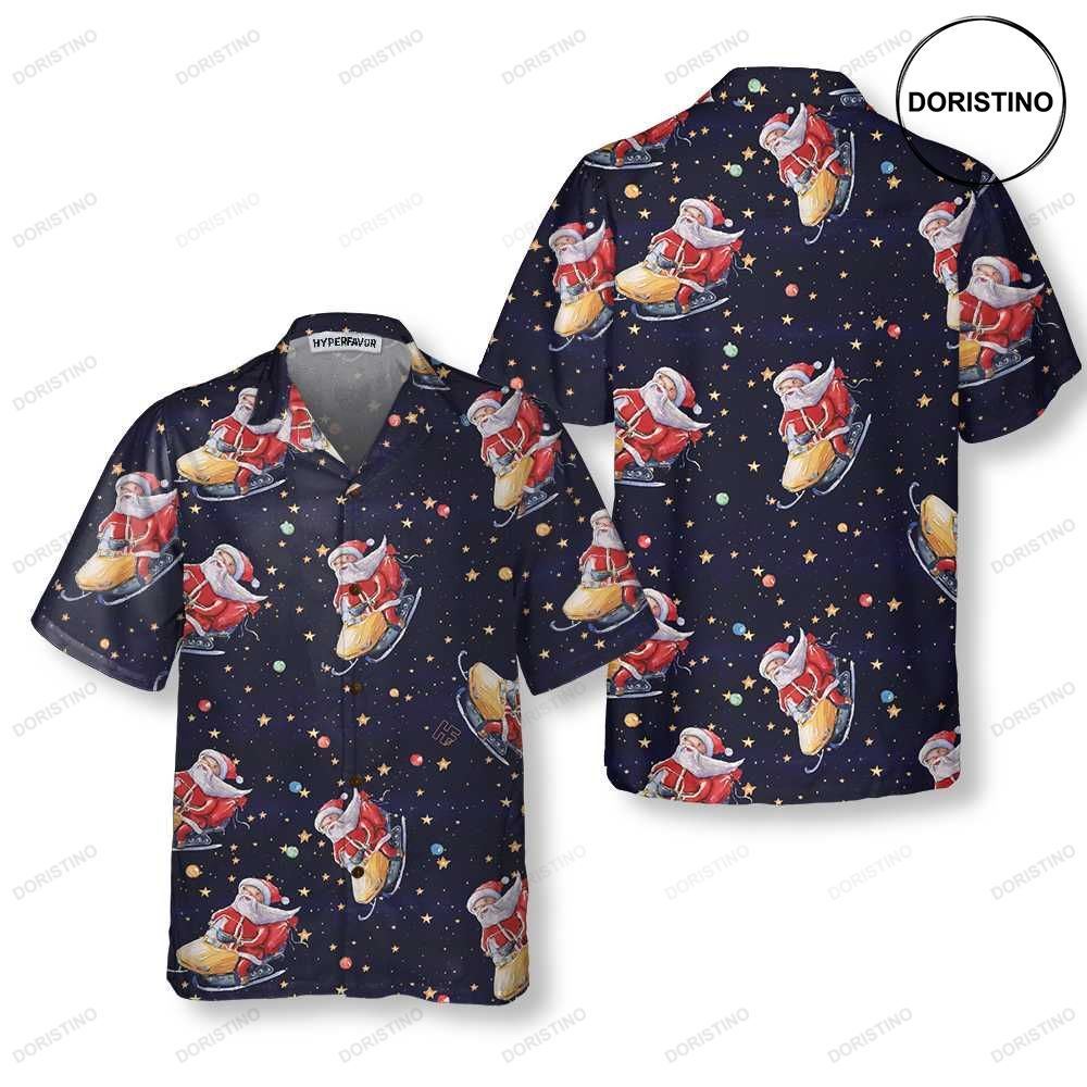 Santa Claus Riding Snowmobile Christmas Funny Santa For Men Limited Edition Hawaiian Shirt