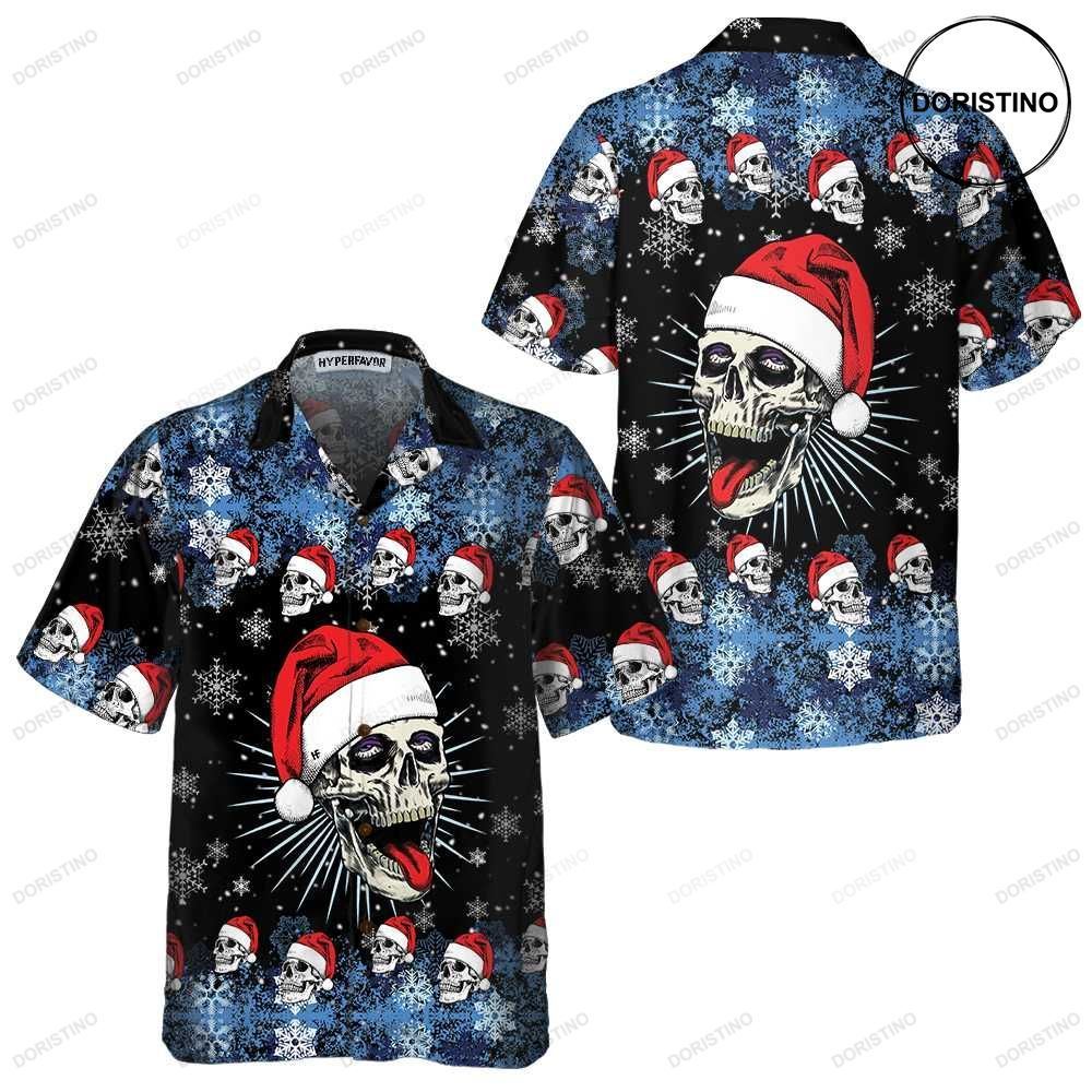 Santa Skull Snowflake Funny Christmas Skull Best Christmas Gift Idea Hawaiian Shirt