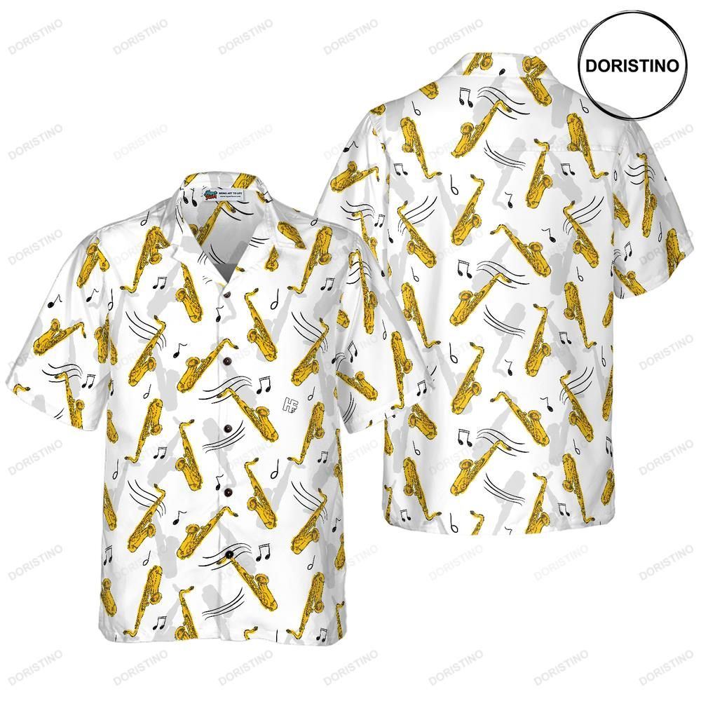 Saxophone Seamless Pattern Awesome Hawaiian Shirt