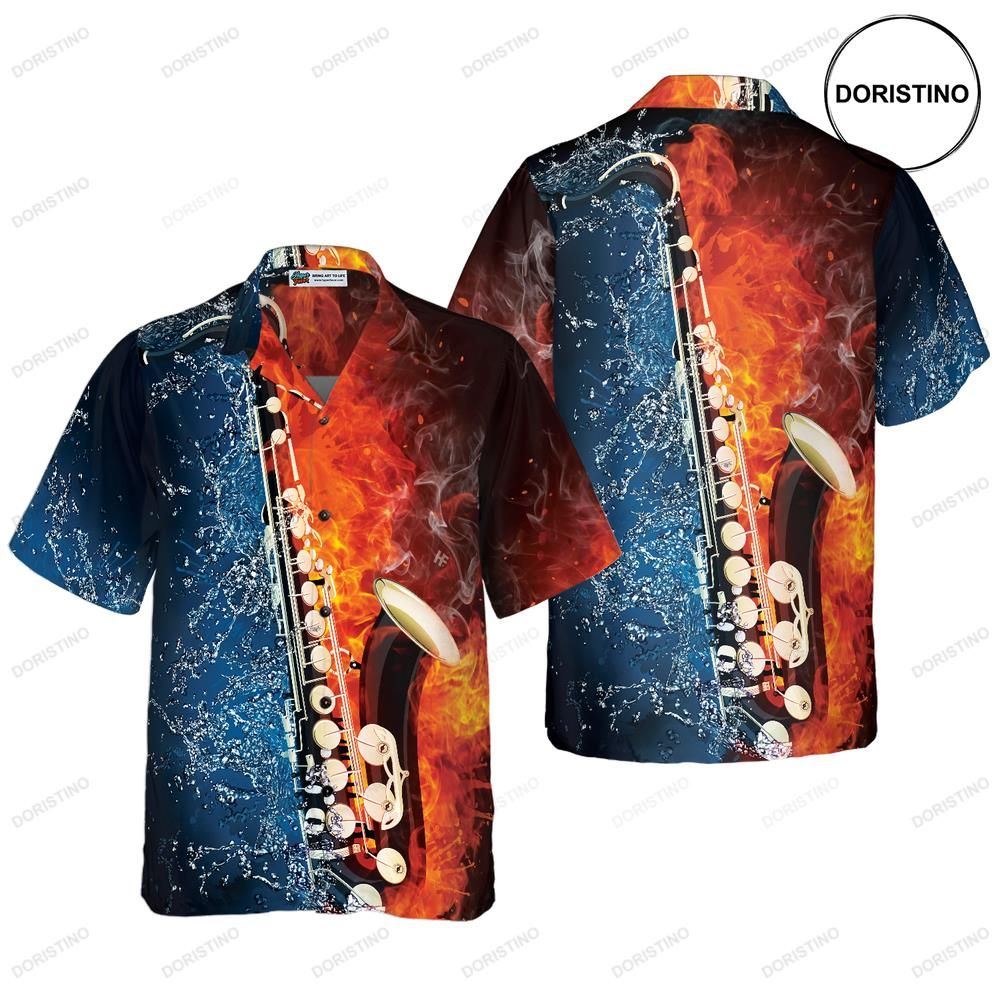 Saxophone With Water And Flame Limited Edition Hawaiian Shirt