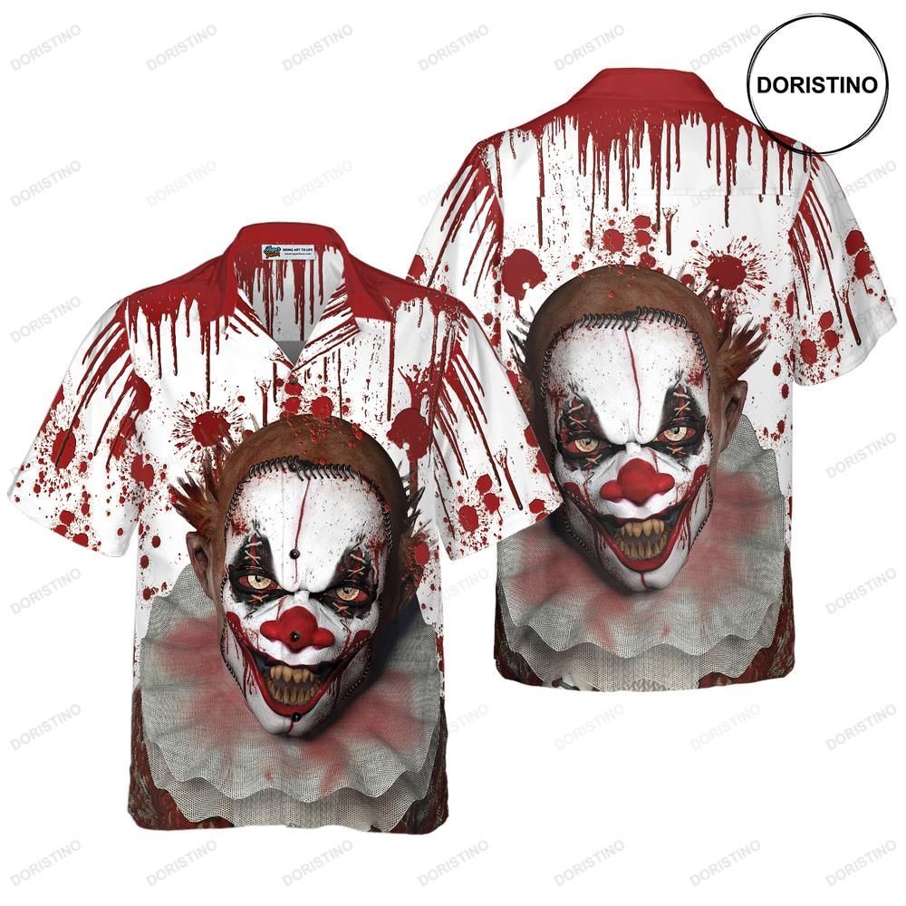 Scary Halloween Clown Faces Hawaiian Shirt