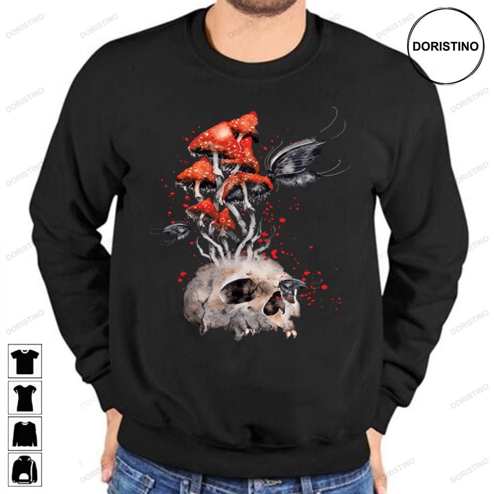 Human Skull With Poisonous Fly Agaric Awesome Shirts