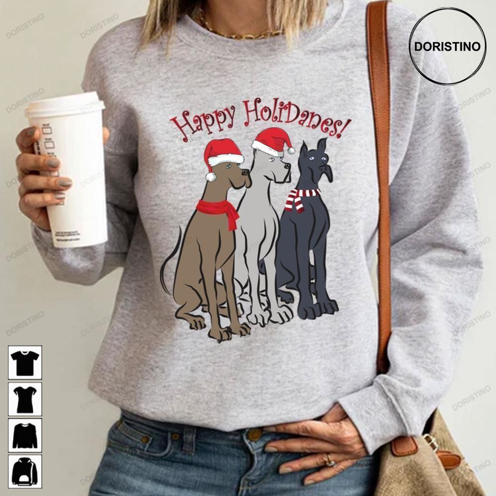 Happy Holidanes Great Dane Dog Lover Christmas Limited Edition T-shirts