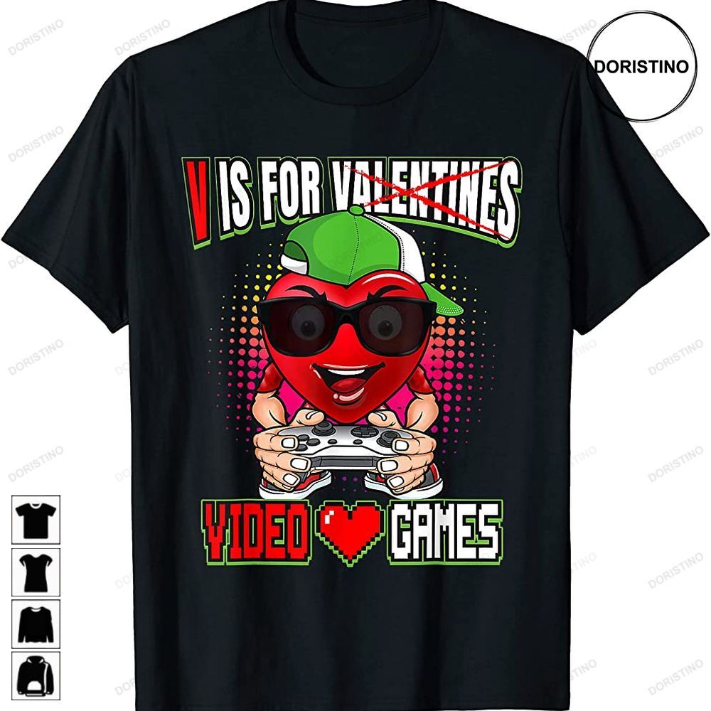 Gamer Boys N Valentines Day V Is For Video Games Awesome Shirts