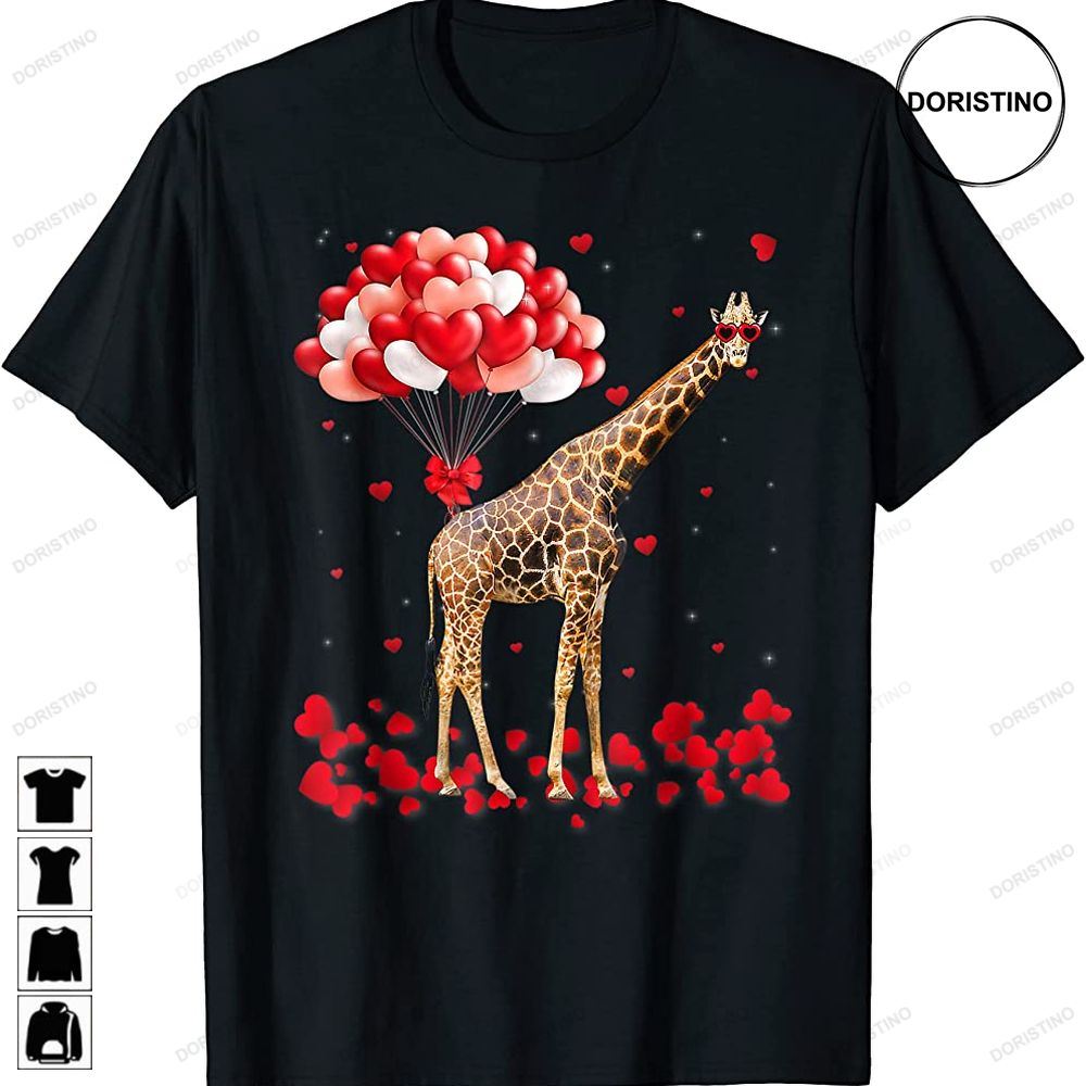 Giraffe Valentines Day Heart Animals Lover Gift Awesome Shirts