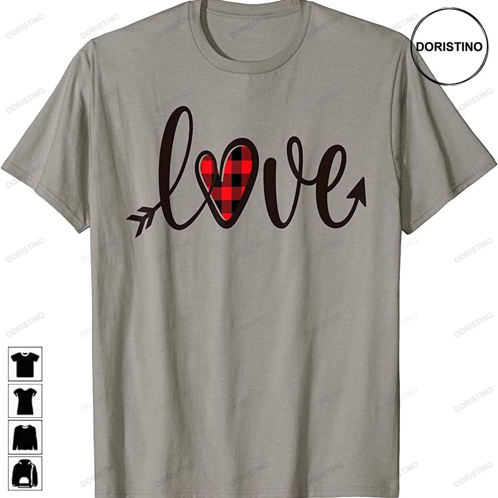 Girls Valentine Love Red Plaid Heart Arrow Women Limited Edition T-shirts
