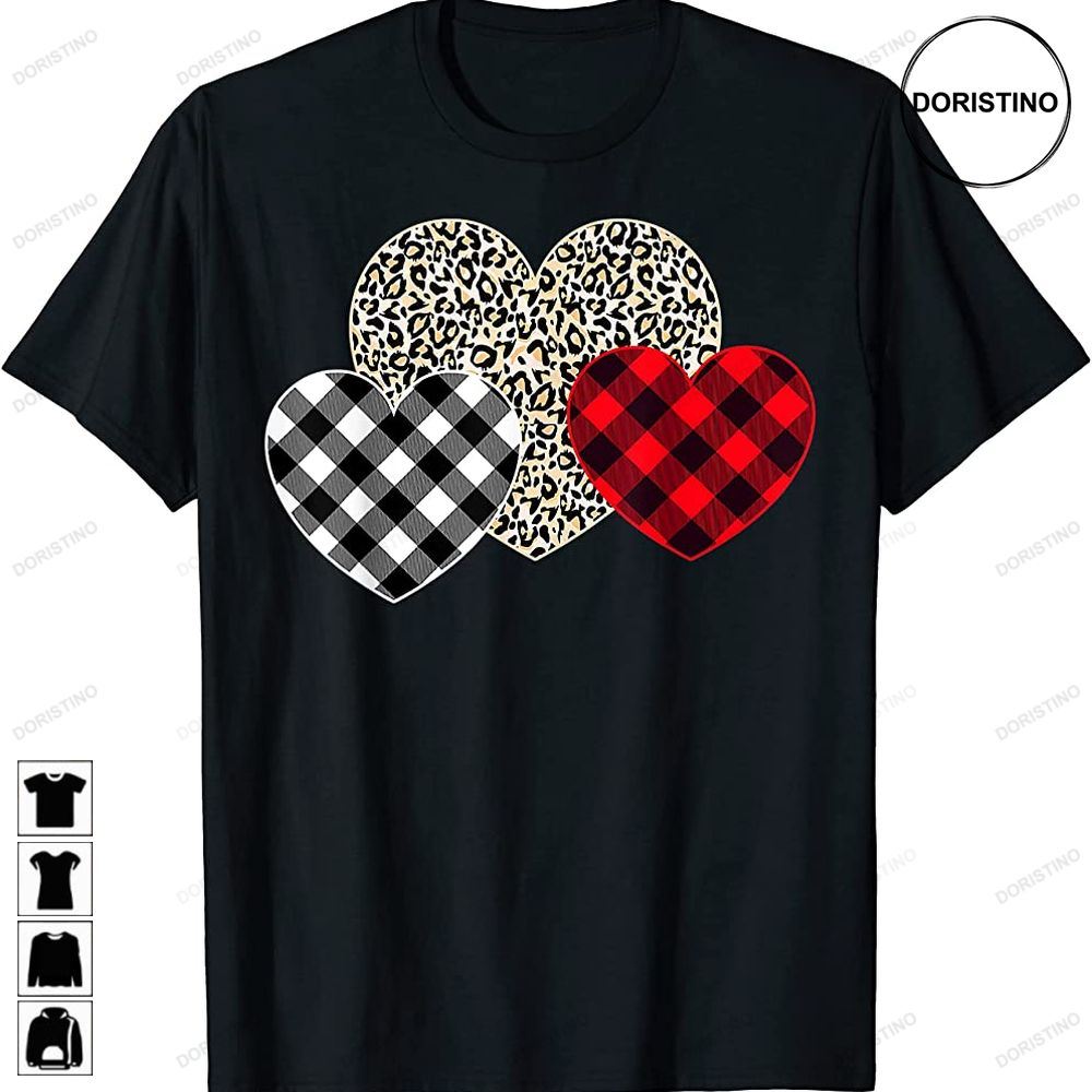 Girls Valentines Day Hearts Love Leopard Plaid Art Limited Edition T-shirts