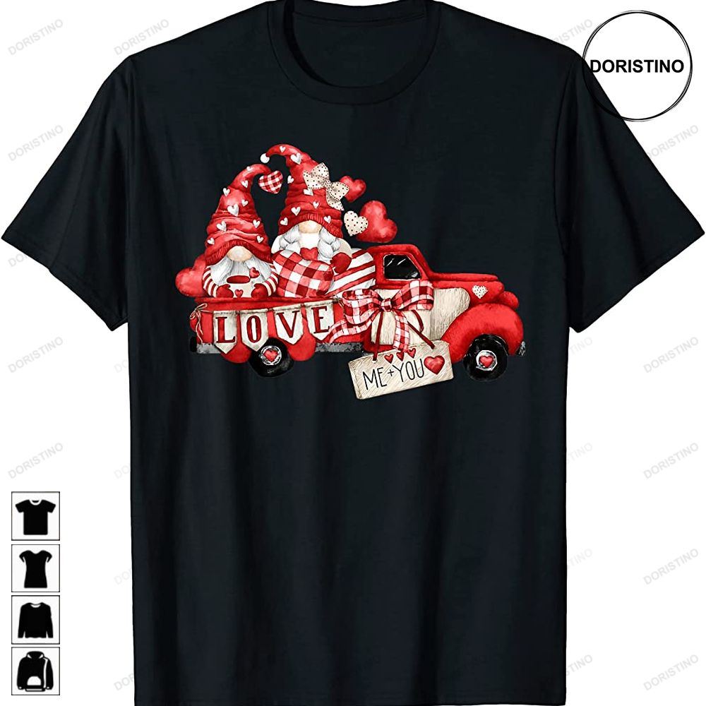 Gnome Valentines Day Truck Love Red Heart Happy V-day Cute Awesome Shirts