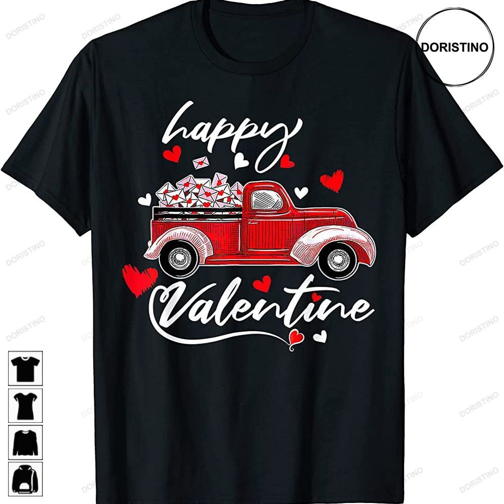 Happy Valentines Day 2023 Red Truck Couple Gifts Men Women Limited Edition T-shirts