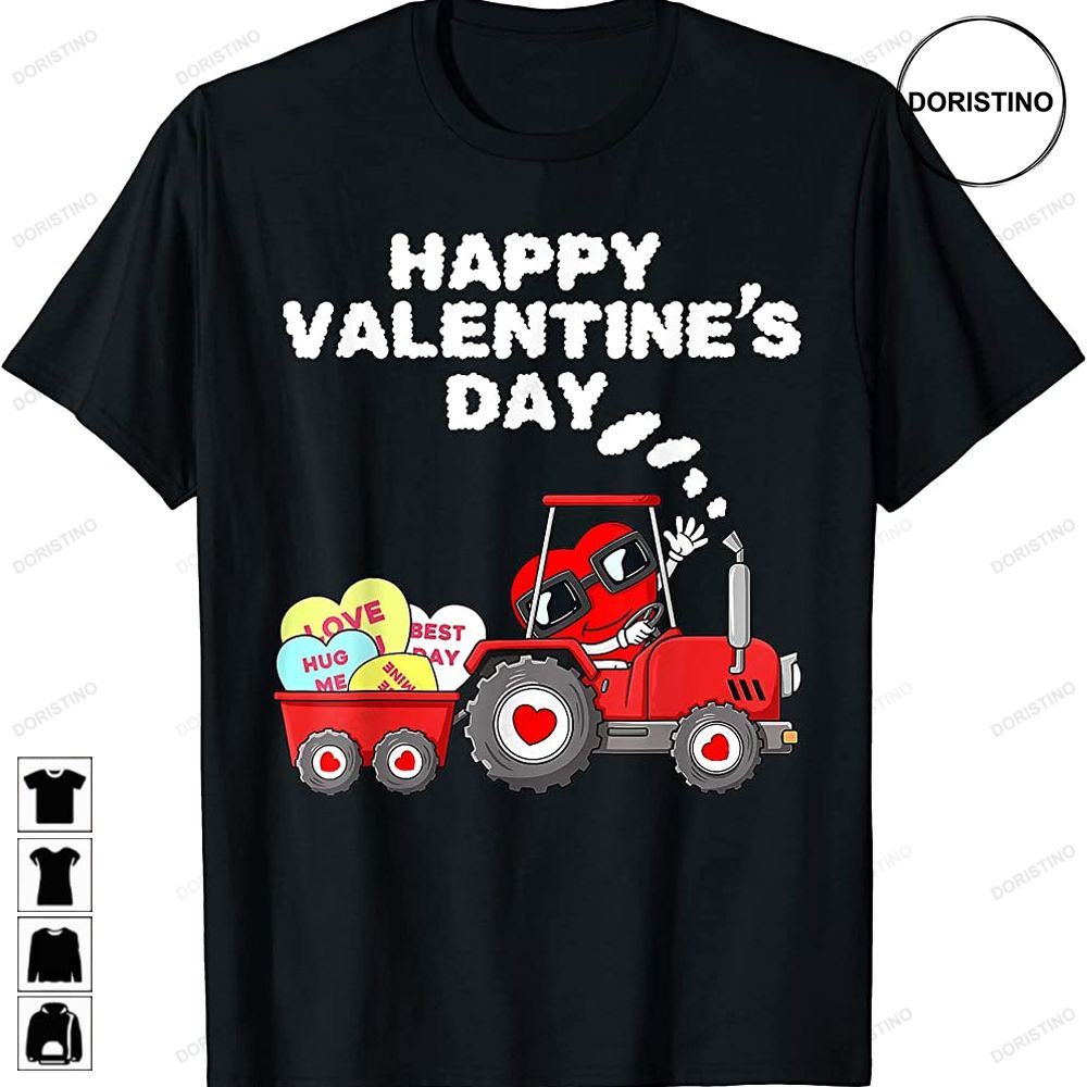 Happy Valentines Day Heart In Tractor Funny Toddler Boys Kid Awesome Shirts