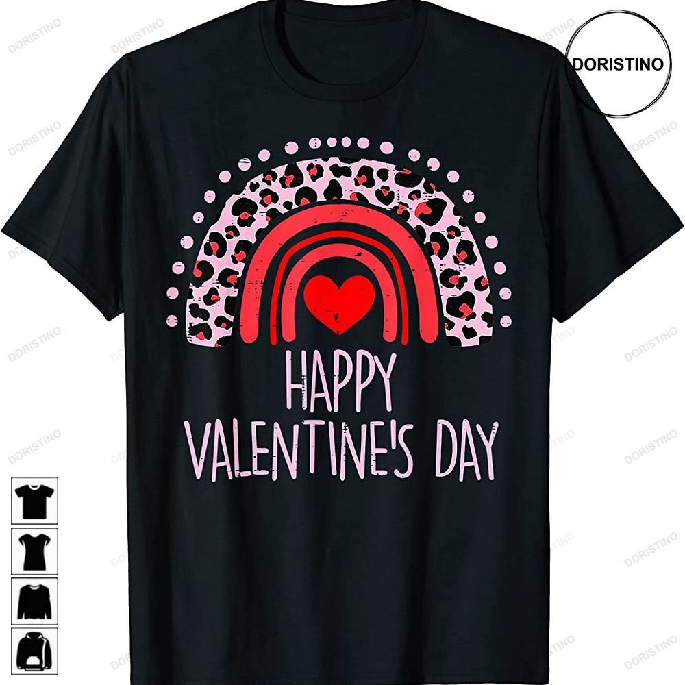 Happy Valentines Day Leopard Rainbow Red Women Valentine Awesome Shirts