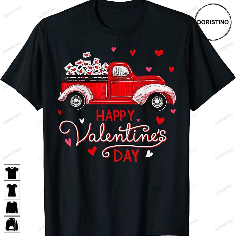 Happy Valentines Day Red Truck With Letters Postal Worker Limited Edition T-shirts