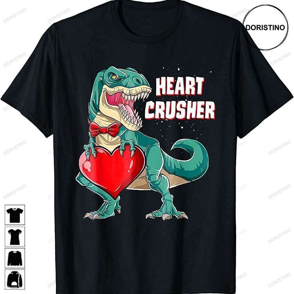 Heart-crusher Valentines Day Dinosaur T Rex Boys Men Awesome Shirts