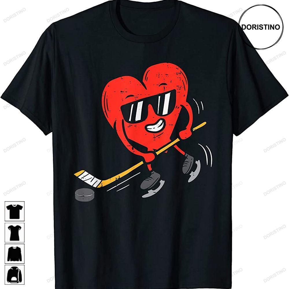 Heart Playing Ice Hockey Valentines Day Love Sports Boys Limited Edition T-shirts