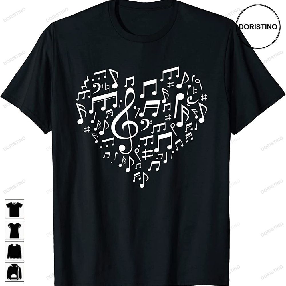 Heart Shape Musical Notes Music Lovers Gift Valentines Day Limited Edition T-shirts
