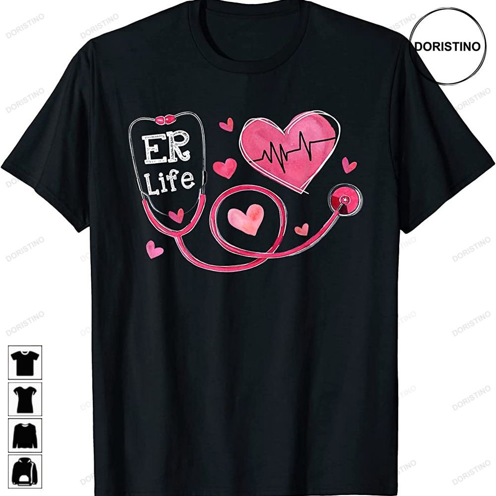Heart Stethoscope Heartbeat Er Life Nurse Valentines Day Trending Style
