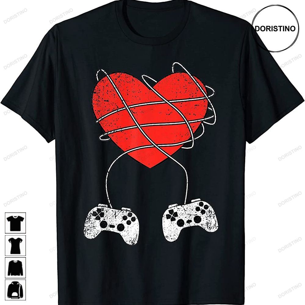 Heart Video Game Controller Valentines Day Cute Gaming Gamer Awesome Shirts