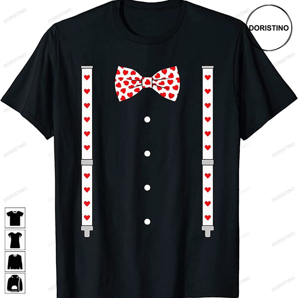 Hearts Bow Tie Suspenders Valentines Day Costume Awesome Shirts