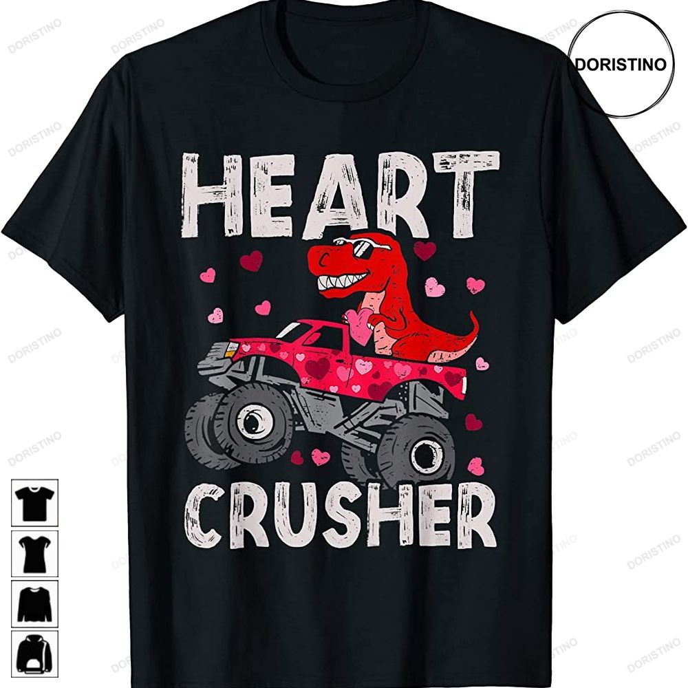 Hearts Kids Dinosaur T Rex Monster Truck Valentines Day Kids Limited Edition T-shirts