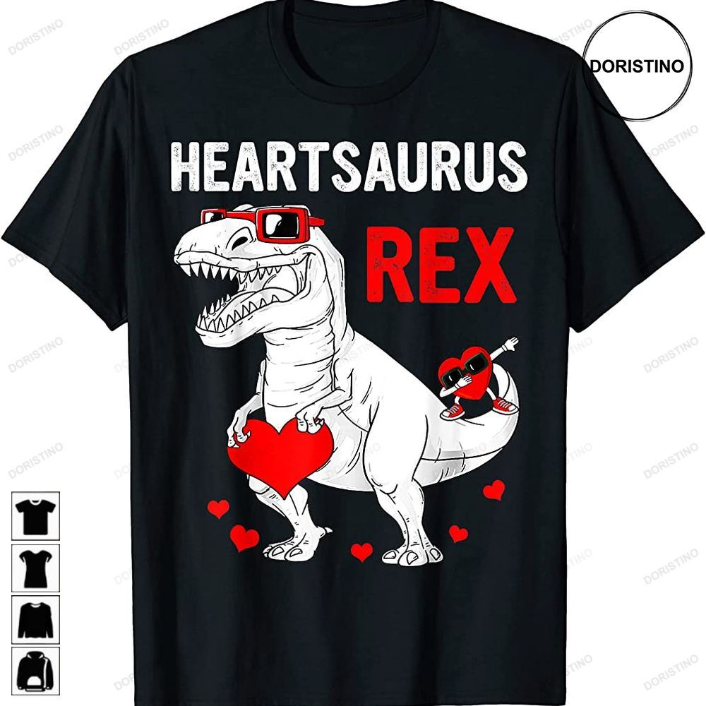Heartsaurus Rex Dab Heart Dino Toddler Boys Valentines Day Awesome Shirts