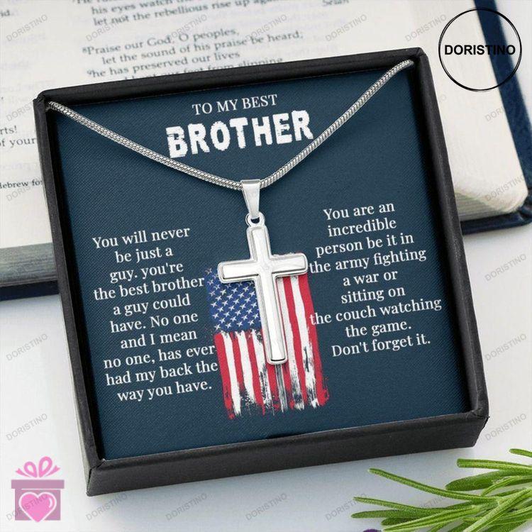 Brother Necklace Best Brother Gift To My Army Brother Cross Necklace Happy Independence Day For Army Doristino Trending Necklace