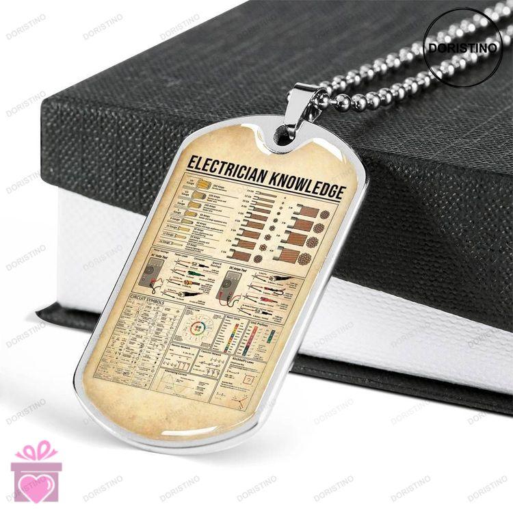Custom Electrician Knowledge Dog Tag Military Chain Necklace Pendant Dog Tag Doristino Trending Necklace