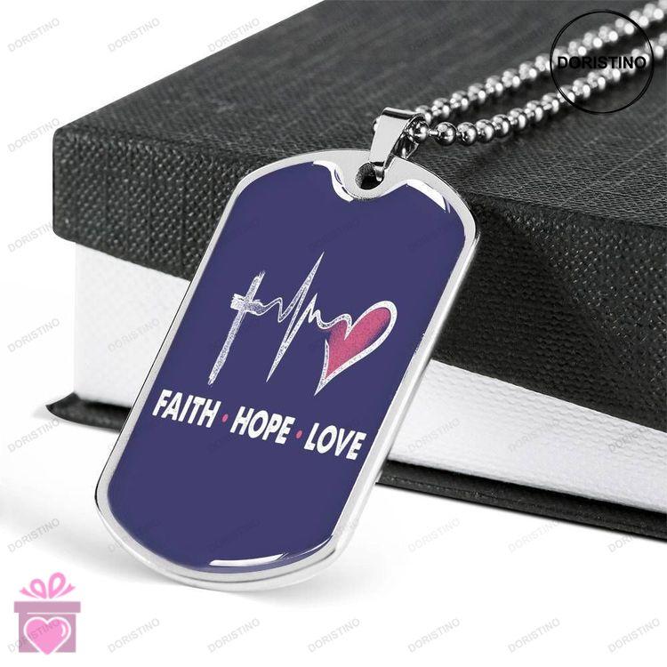 Custom Faith Hope Love Dog Tag Military Chain Necklace Dog Tag Doristino Limited Edition Necklace