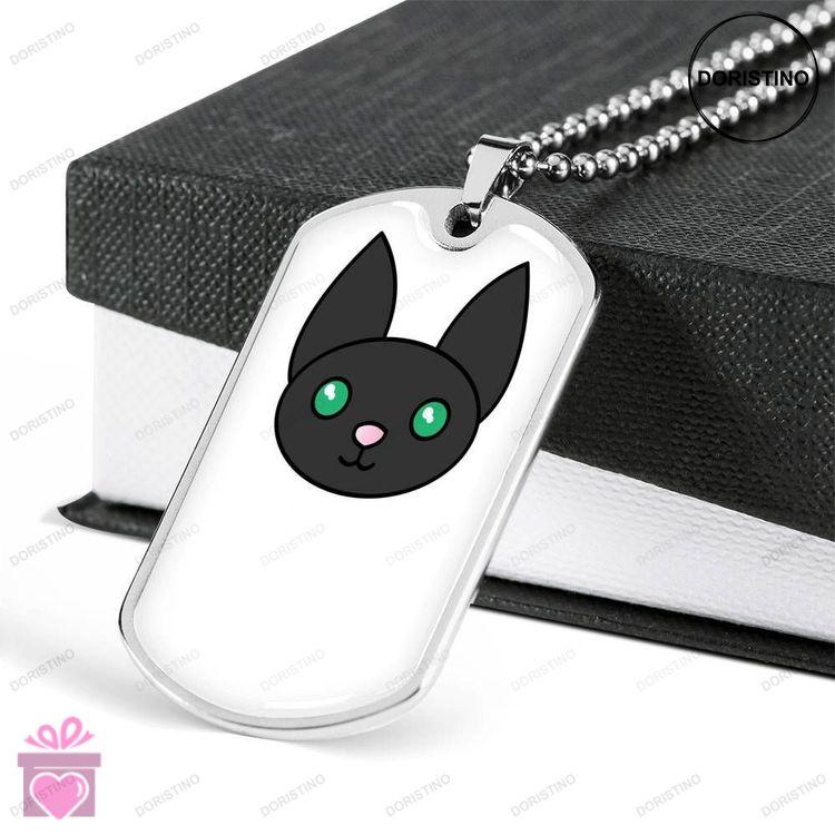 Custom Good Gift For Cat Lover Black Cat Dog Tag Military Chain Necklace Dog Tag Doristino Trending Necklace