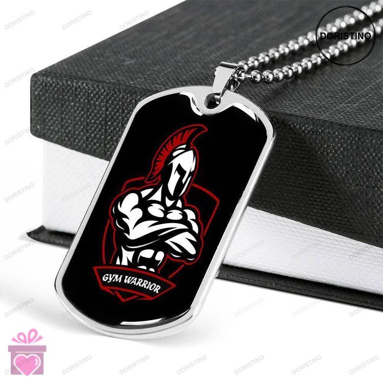 Custom Gym Warrior Dog Tag Military Chain Necklace For Men Dog Tag Doristino Limited Edition Necklace