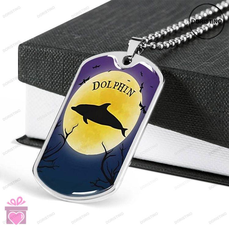 Custom Halloween Dolphins Dog Tag Military Chain Necklace For Men Dog Tag Doristino Limited Edition Necklace