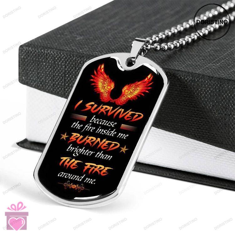 Custom I Survived Silver Dog Tag Military Chain Necklace Gift For Cool Boys Dog Tag Doristino Trending Necklace