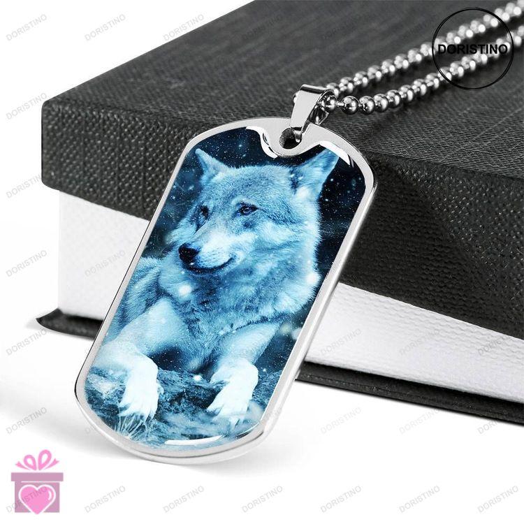 Custom Ice Wolf Dog Tag Military Chain Necklace For Men Dog Tag Doristino Awesome Necklace