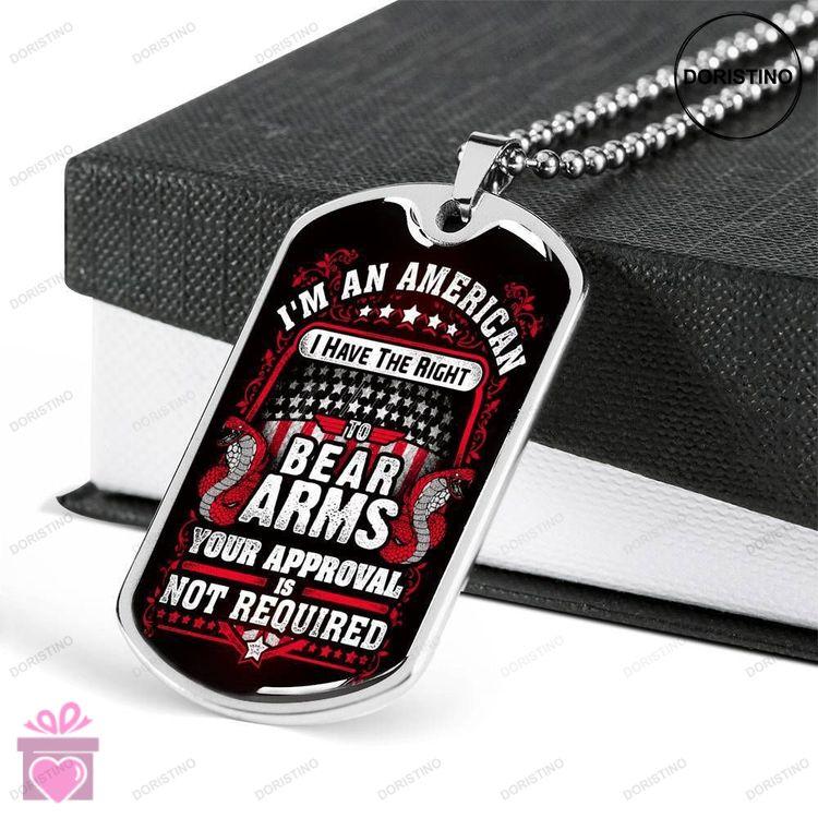 Custom Im An American Silver Dog Tag Military Chain Necklace Giving Men Dog Tag Doristino Trending Necklace