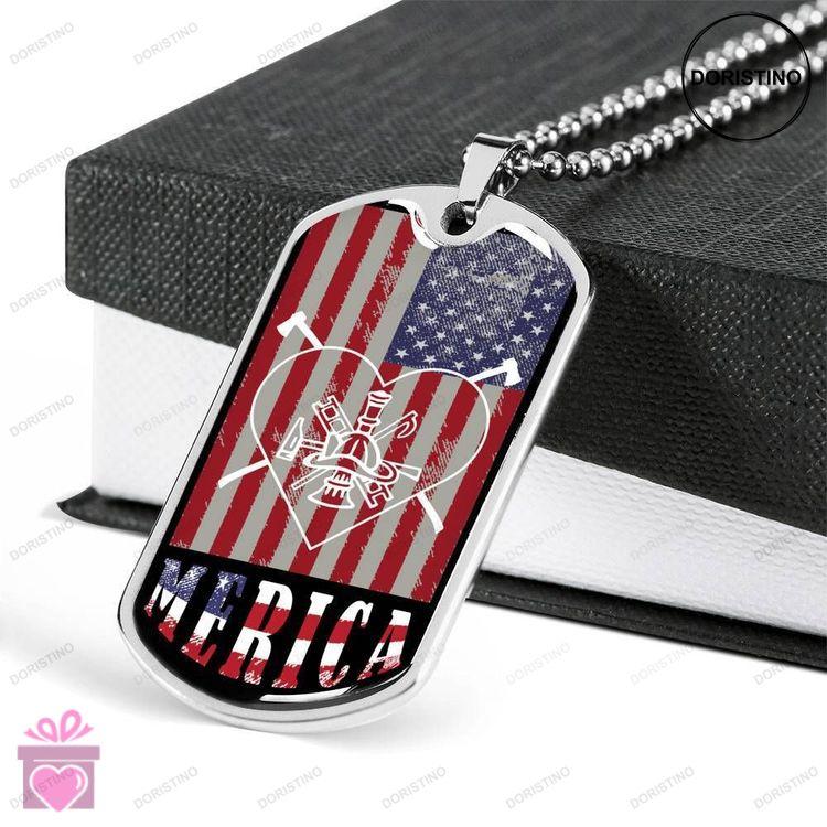 Custom Independence Day America Dog Tag Military Chain Necklace Giving Men Dog Tag Doristino Trending Necklace