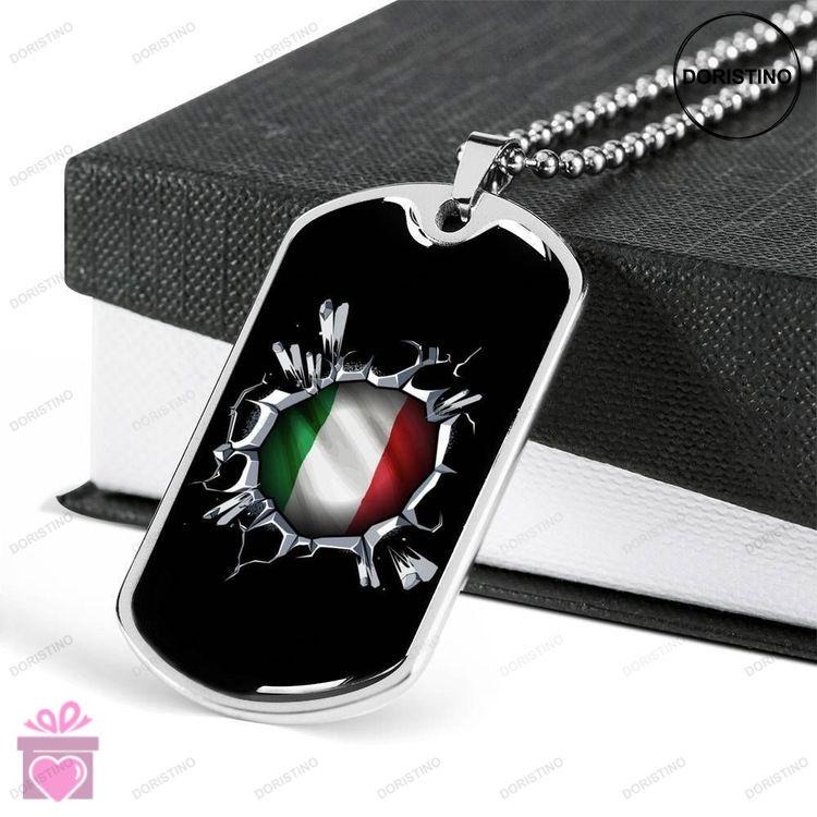 Custom Italy Inside Black Dog Tag Military Chain Necklace Dog Tag Doristino Trending Necklace