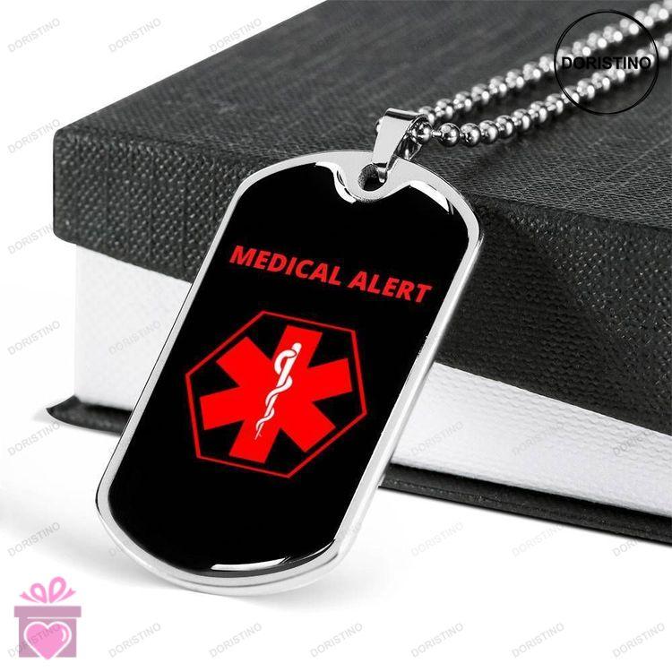 Custom Medical Alert Emergency Dog Tag Military Chain Necklace Dog Tag Doristino Limited Edition Necklace