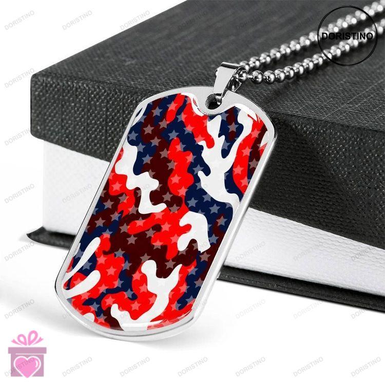 Custom Patriotic Usa Flag Camouflage Dog Tag Military Chain Necklace Dog Tag Doristino Limited Edition Necklace