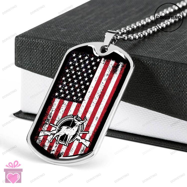 Custom Picture American Hunter Us Flag Dog Tag Military Chain Necklace Giving Men Dog Tag Doristino Trending Necklace