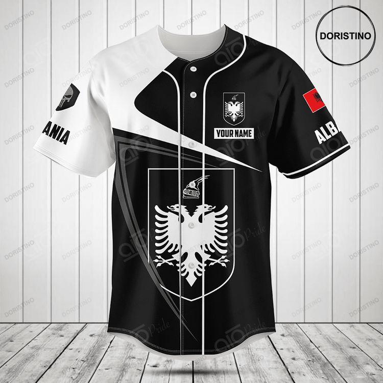 Customize Albania Symbol Black And White Skull Doristino Limited Edition Baseball Jersey