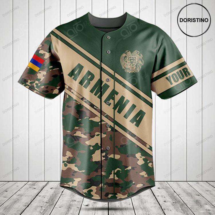 Customize Armenia Coat Of Arms Camouflage Doristino All Over Print Baseball Jersey