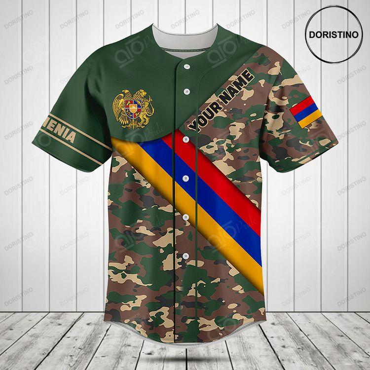 Customize Armenia Flag Camouflage Army Doristino All Over Print Baseball Jersey