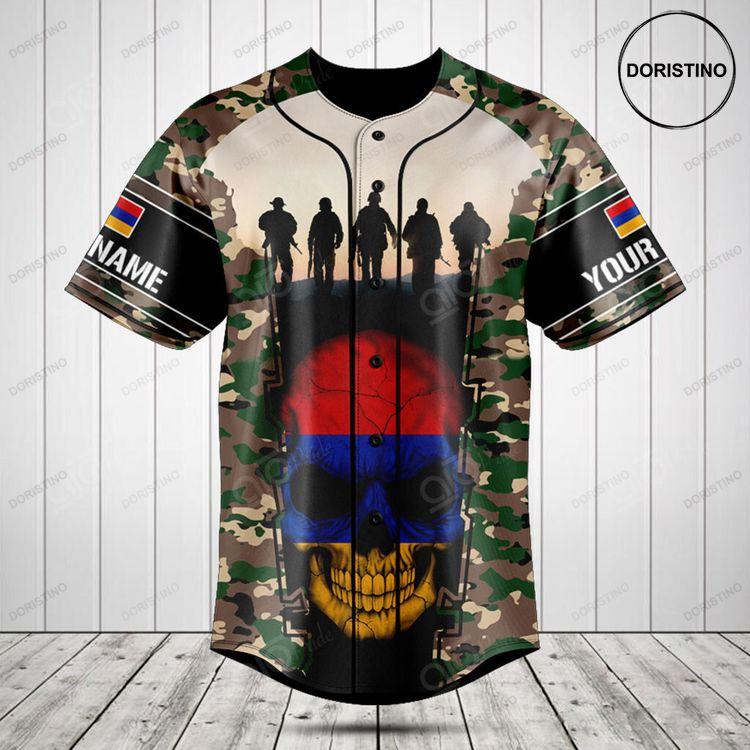 Customize Armenia Skull Flag Camouflage Doristino Limited Edition Baseball Jersey