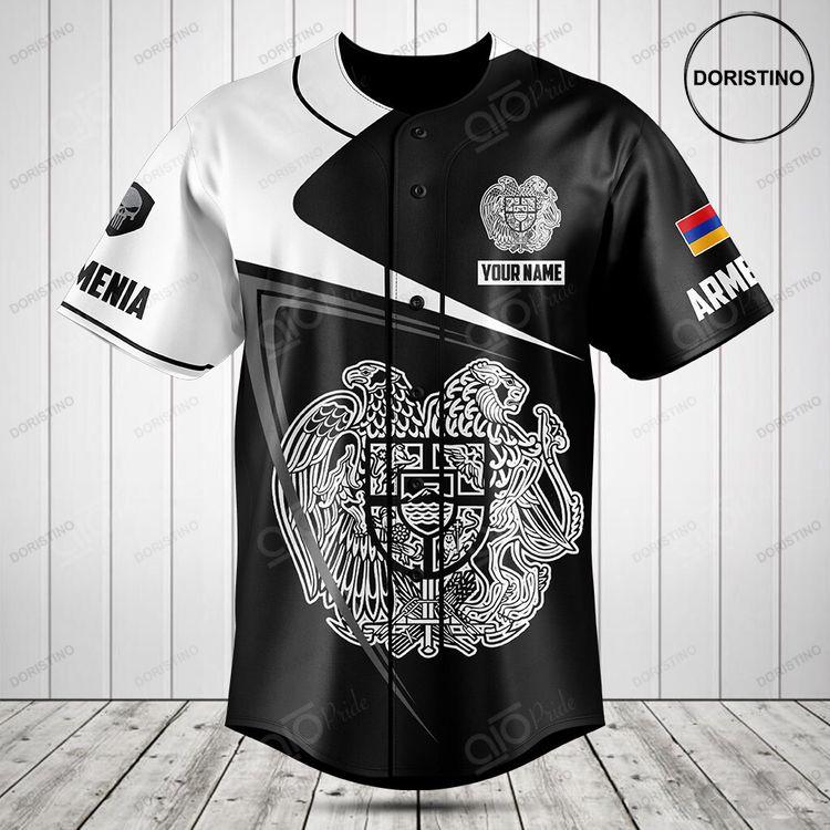 Customize Armenia Symbol Black And White Skull Doristino Limited Edition Baseball Jersey