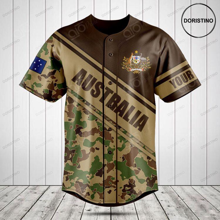 Customize Australia Coat Of Arms Camouflage Doristino All Over Print Baseball Jersey